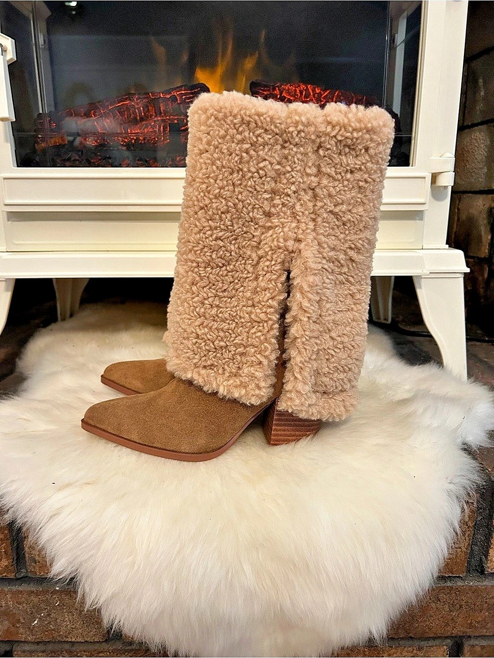 Women's Sherpa Mid-Calf Boots in Tan